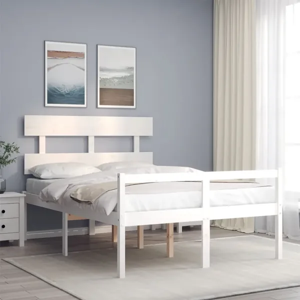 Lit pour personne âgée sans matelas blanc bois massif