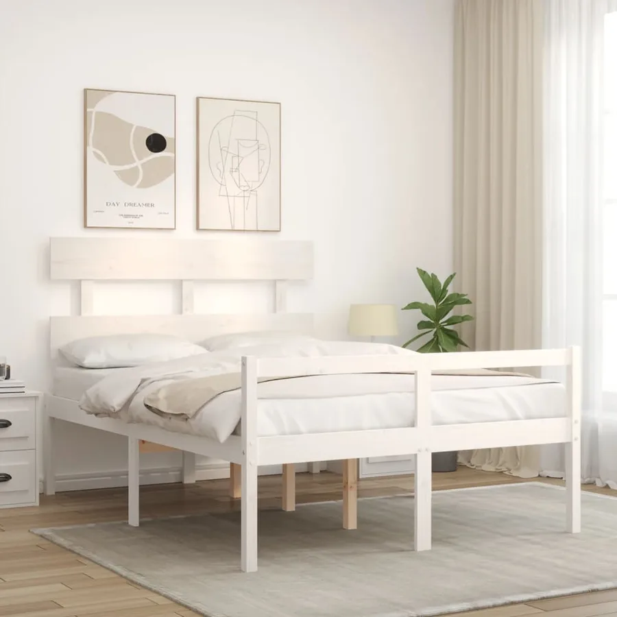 Lit pour personne âgée sans matelas blanc bois massif - 3
