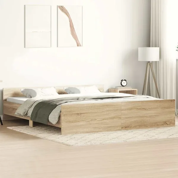 Cadre de lit sans matelas chêne sonoma 200x200 cm