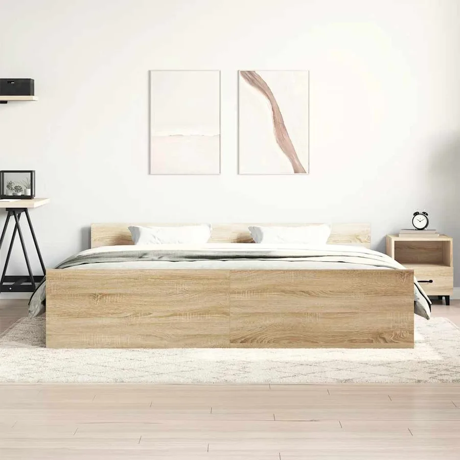 Cadre de lit sans matelas chêne sonoma 200x200 cm - 3