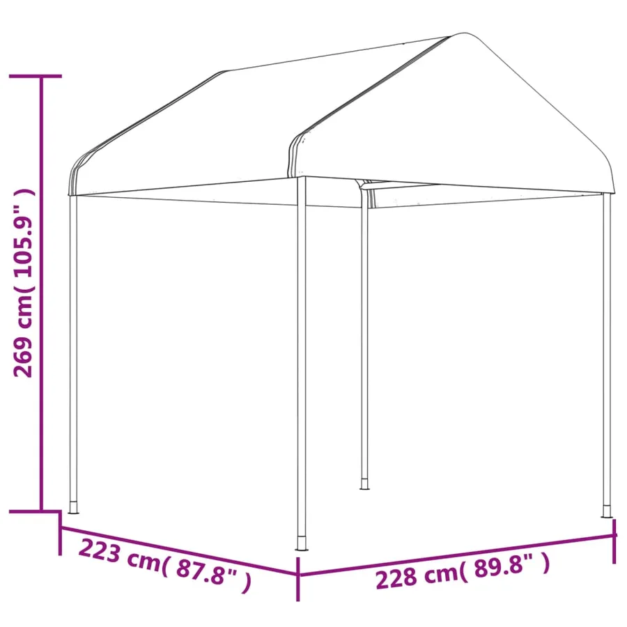 Belvédère avec toit blanc 13,38x2,28x2,69 m polyéthylène - 6