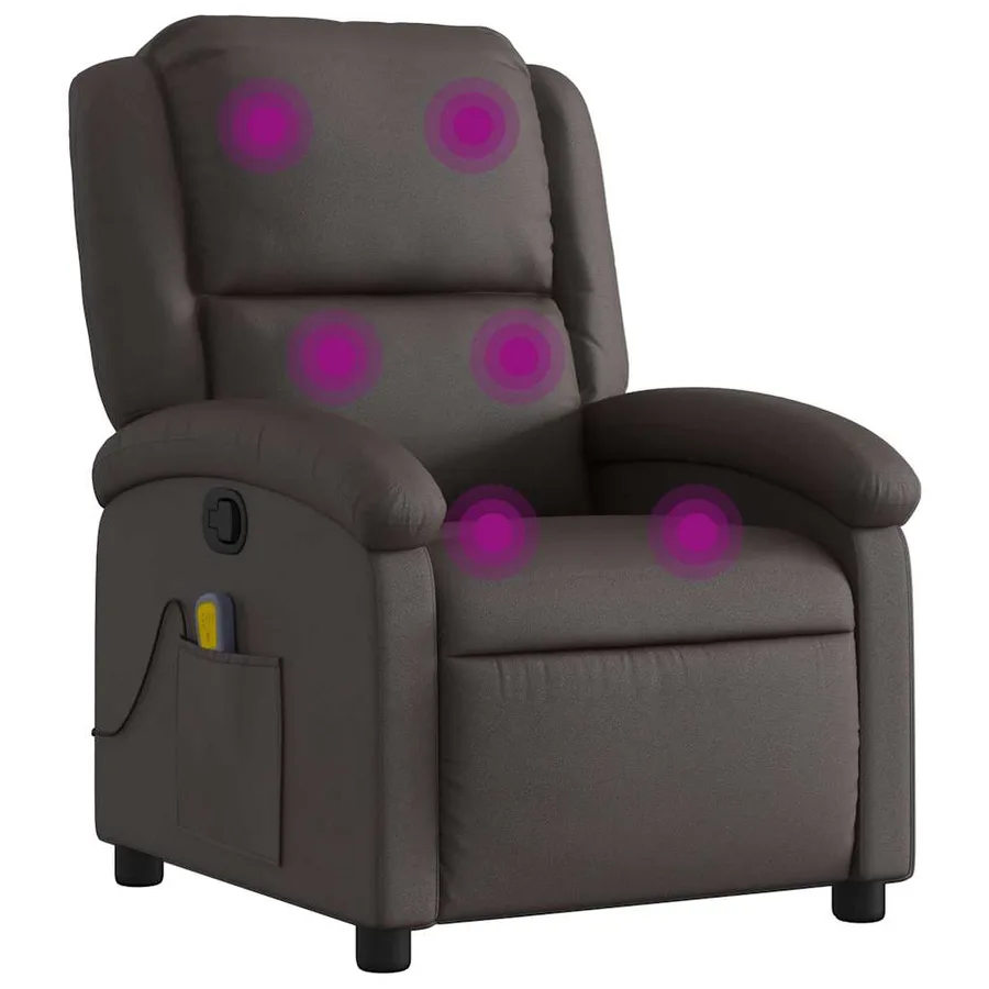Fauteuil inclinable de massage marron foncé cuir véritable - 2