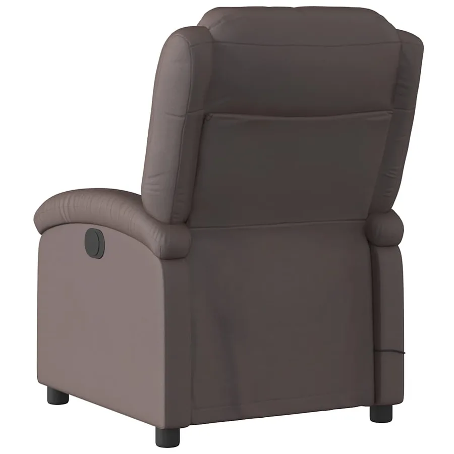 Fauteuil inclinable de massage marron foncé cuir véritable - 5