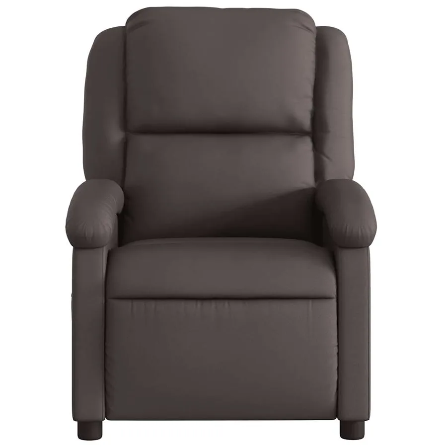 Fauteuil inclinable de massage marron foncé cuir véritable - 8