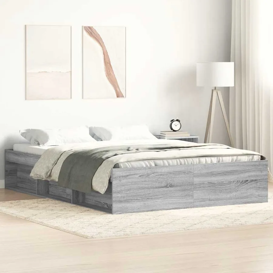 Cadre de lit sans matelas sonoma gris 160x200 cm