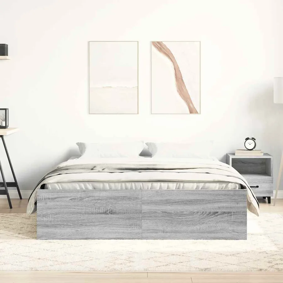 Cadre de lit sans matelas sonoma gris 160x200 cm - 3