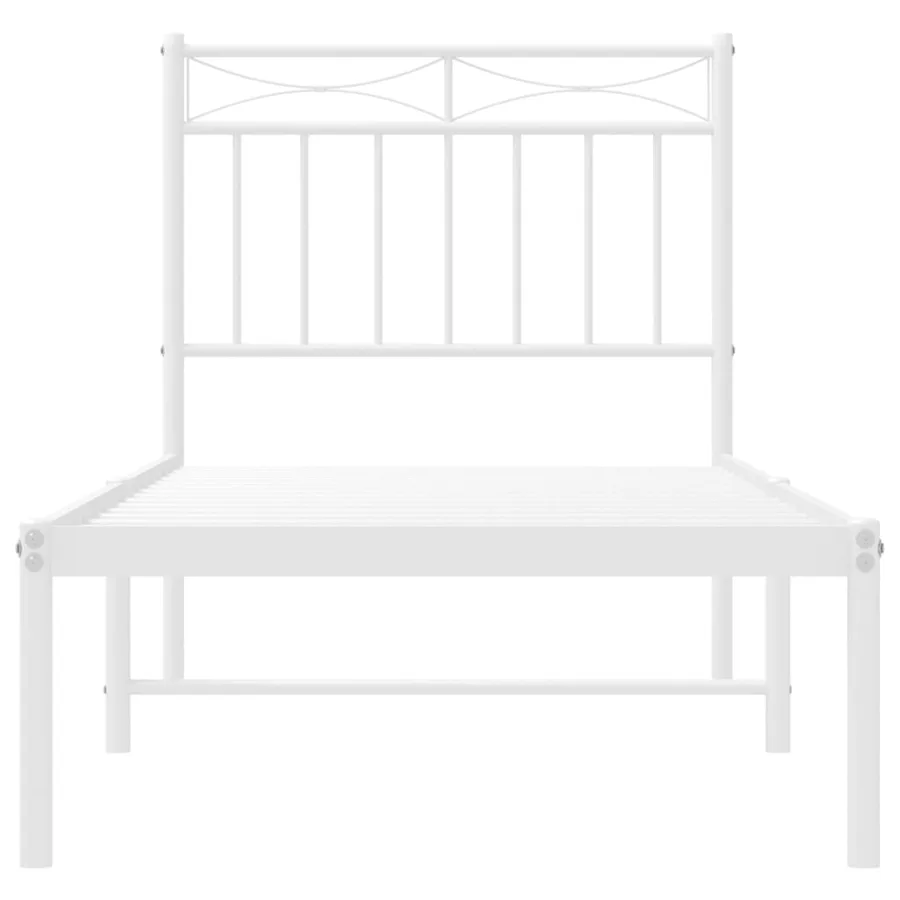 Cadre de lit métal sans matelas avec tête de lit blanc 75x190cm - 5