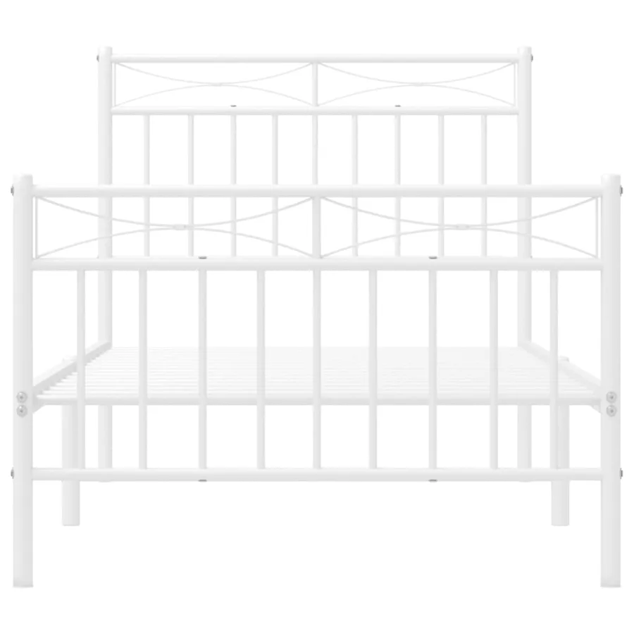 Cadre de lit métal sans matelas avec pied de lit blanc 90x200cm - 5