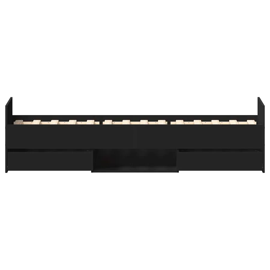Cadre de lit sans matelas noir 90x200 cm - 7