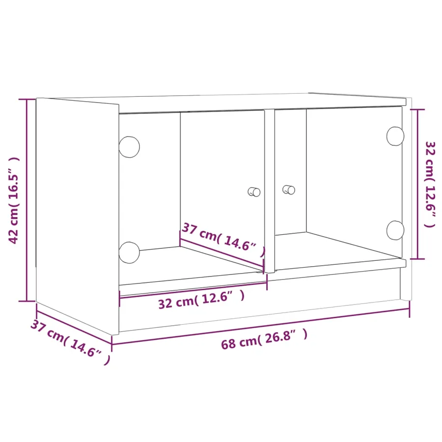 Meuble TV avec portes en verre blanc 68x37x42 cm - 11
