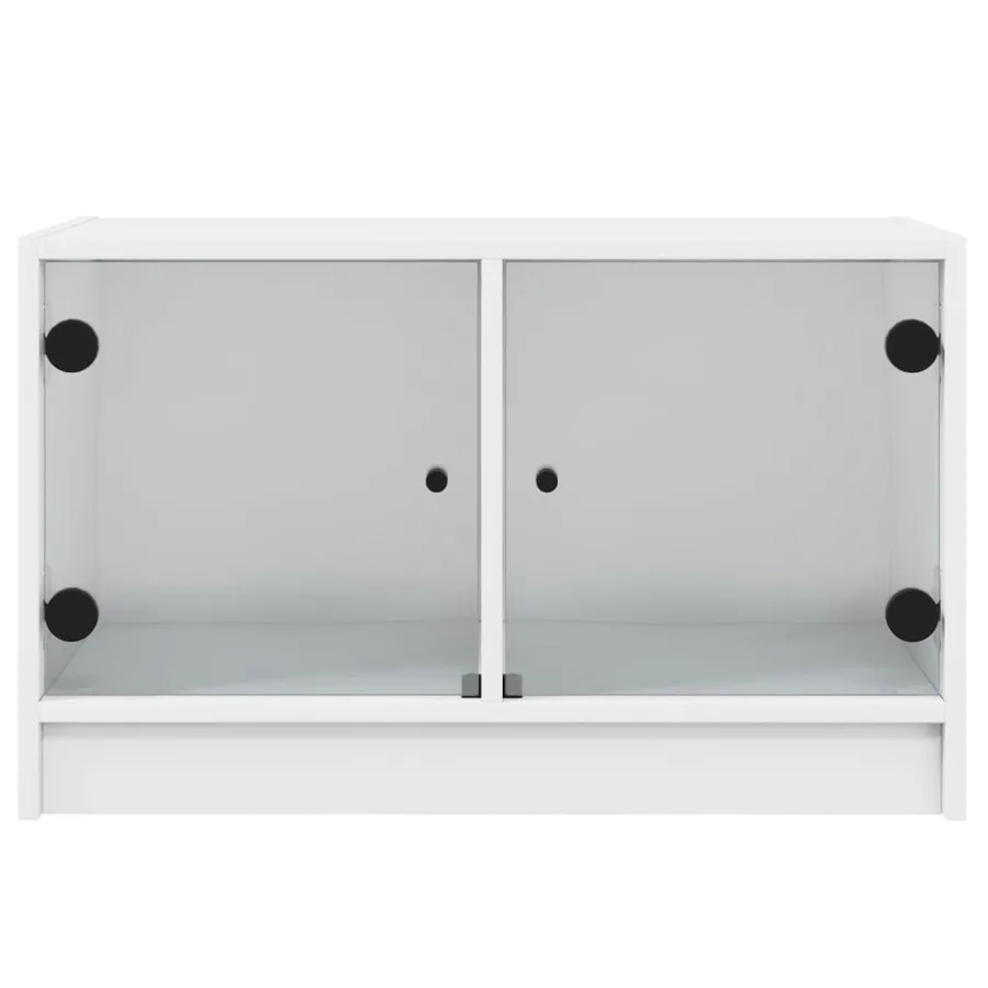 Meuble TV avec portes en verre blanc 68x37x42 cm - 6