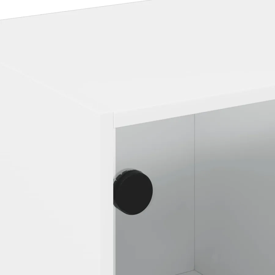 Meuble TV avec portes en verre blanc 68x37x42 cm - 9
