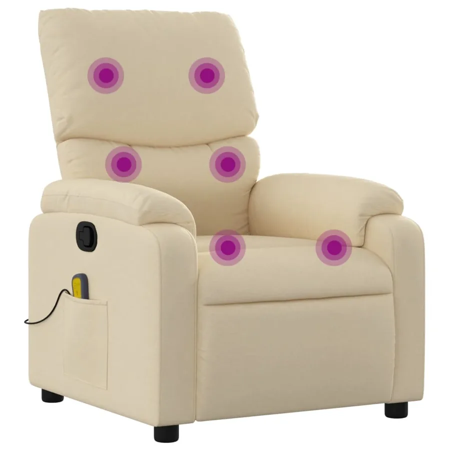 Fauteuil de massage inclinable crème tissu - 2