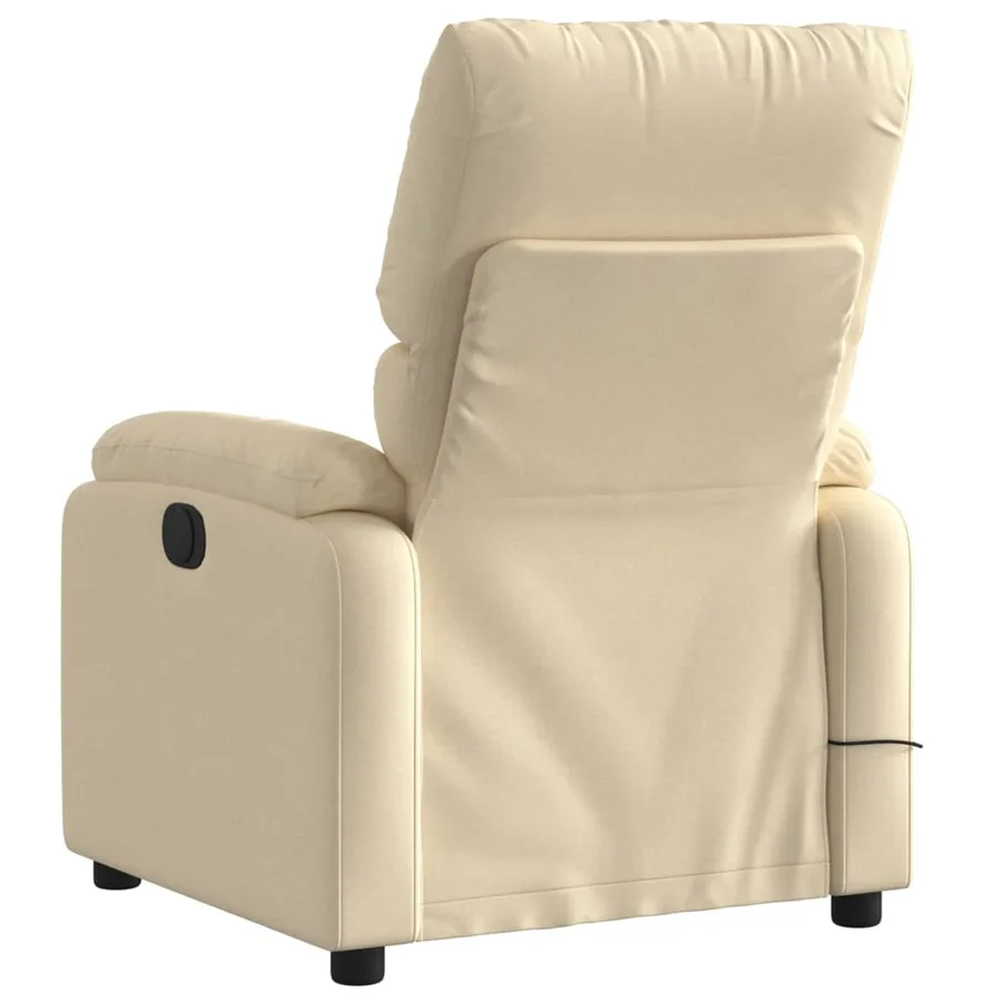 Fauteuil de massage inclinable crème tissu - 4