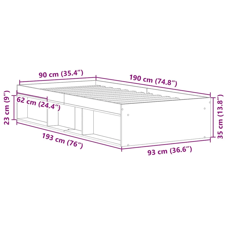 Cadre de lit sans matelas blanc 90x190 cm - 10