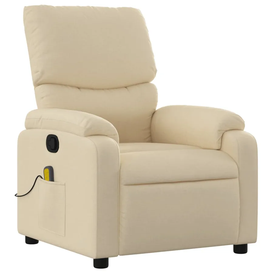 Fauteuil inclinable de massage crème tissu - 3