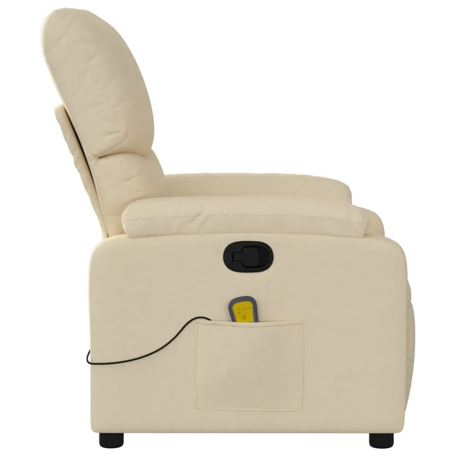 Fauteuil inclinable de massage crème tissu - 8