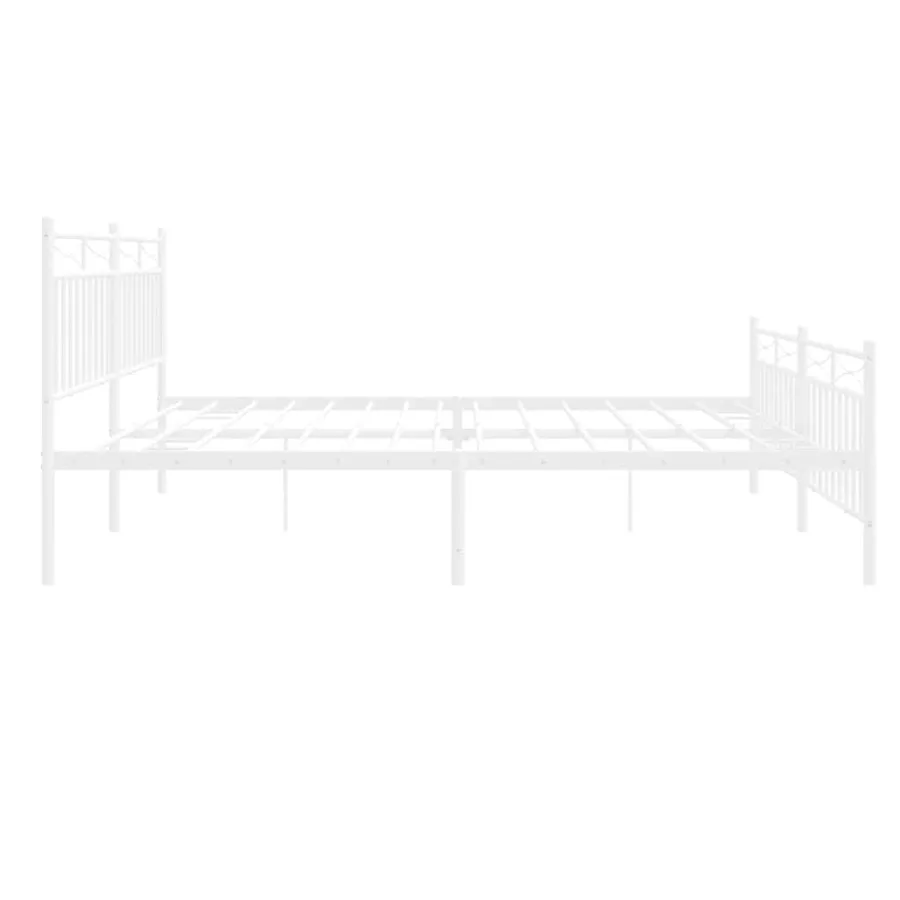 Cadre de lit métal sans matelas et pied de lit blanc 193x203 cm - 7