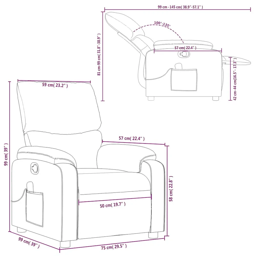 Fauteuil de massage inclinable noir similicuir - 12
