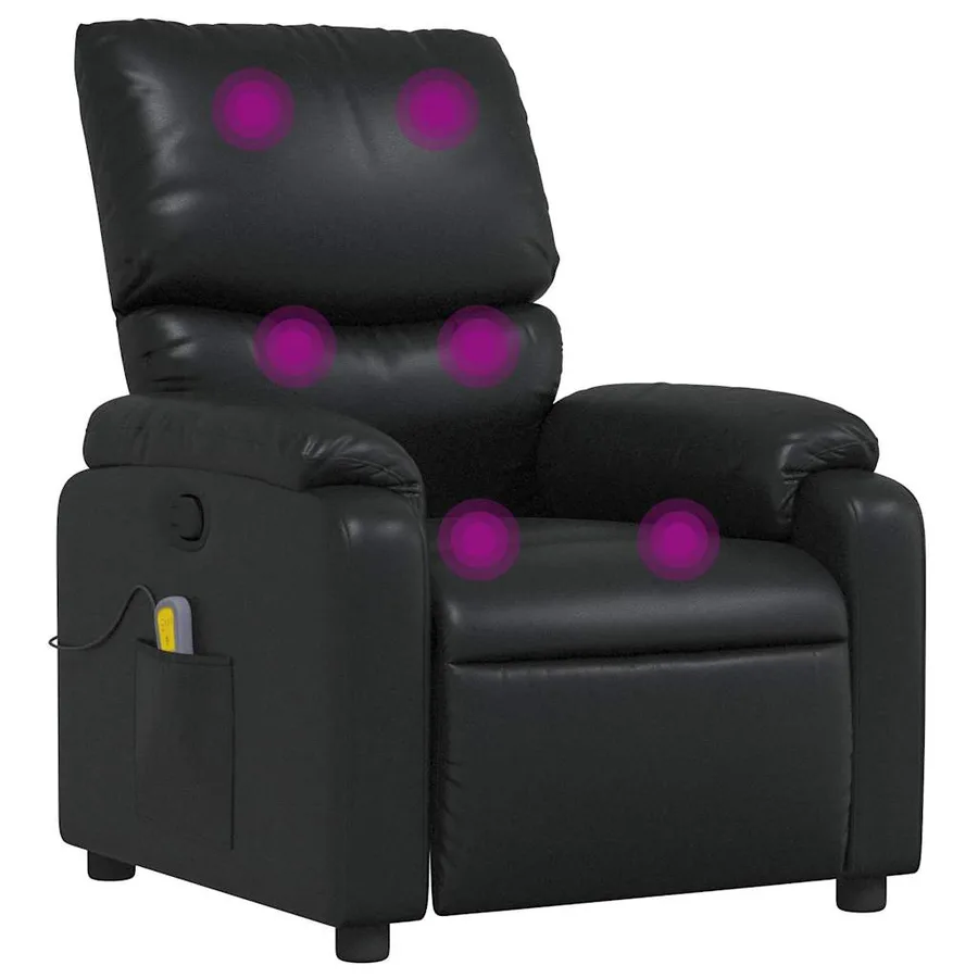 Fauteuil de massage inclinable Noir Similicuir - 2
