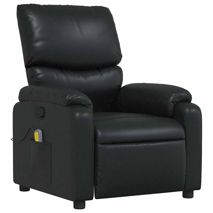 Fauteuil de massage inclinable Noir Similicuir - 4