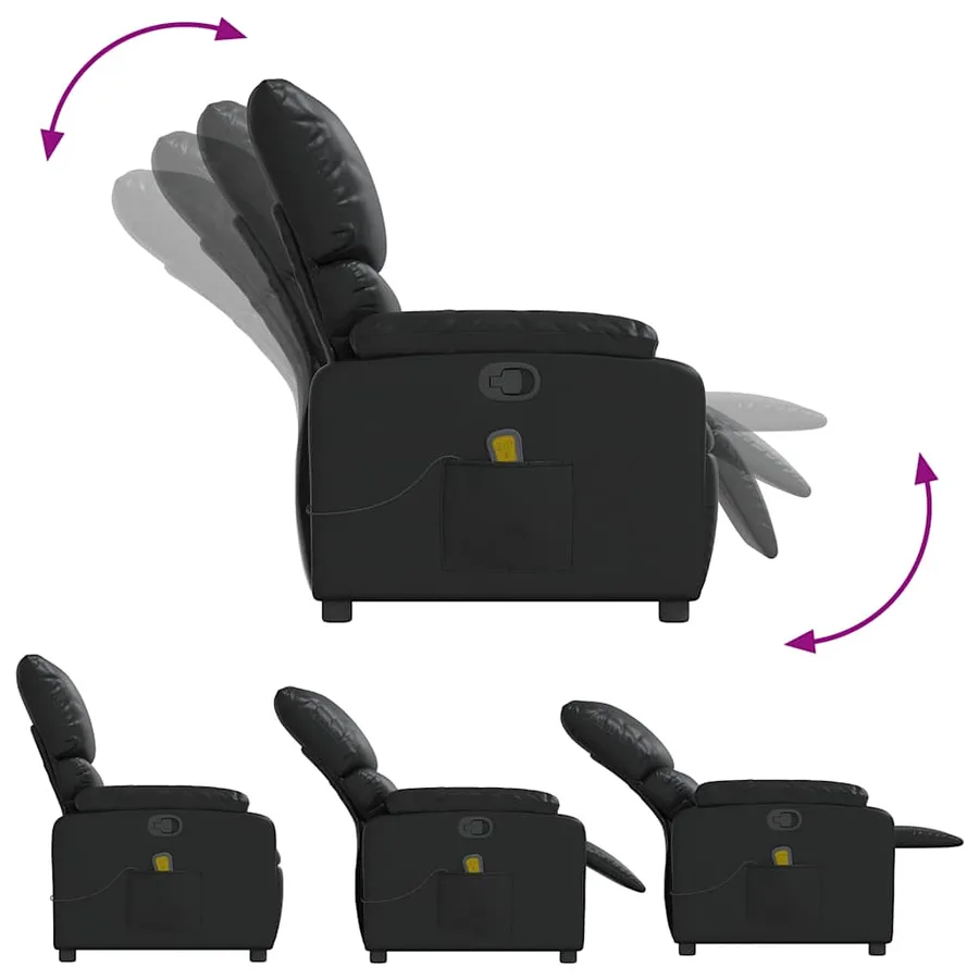 Fauteuil de massage inclinable Noir Similicuir - 8