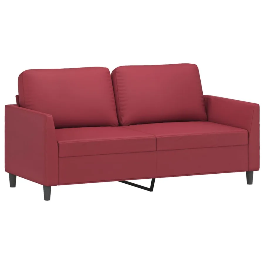 Ensemble de canapés 2 pcs et coussins Rouge bordeaux Similicuir - 4