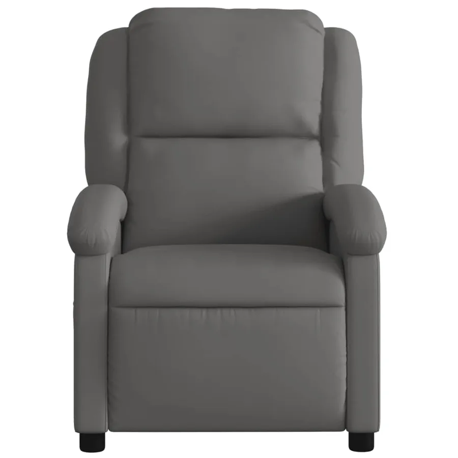 Fauteuil de massage inclinable gris cuir véritable - 7