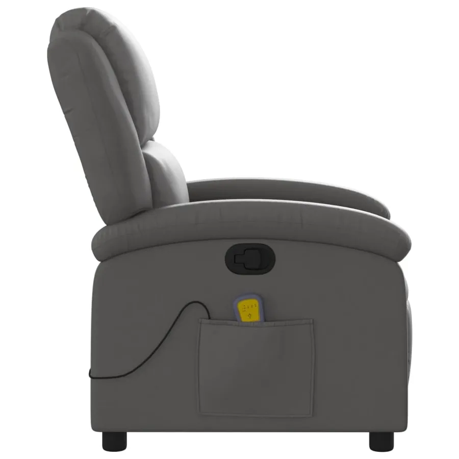 Fauteuil de massage inclinable gris cuir véritable - 8