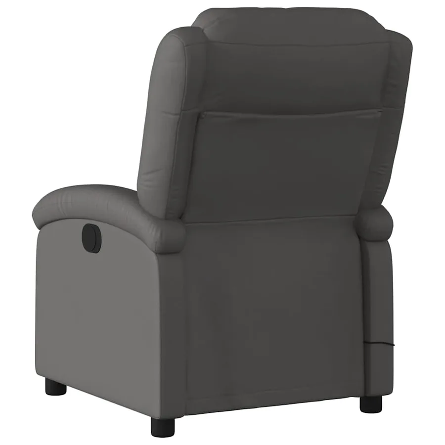 Fauteuil de massage inclinable gris cuir véritable - 5