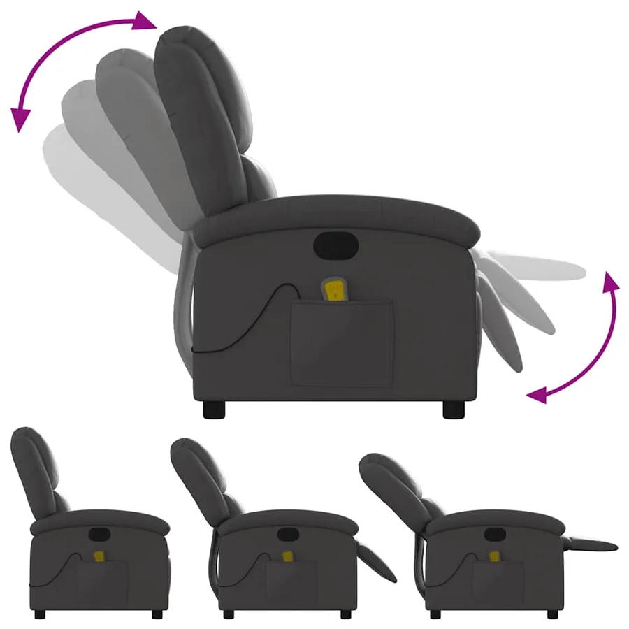 Fauteuil de massage inclinable gris cuir véritable - 6