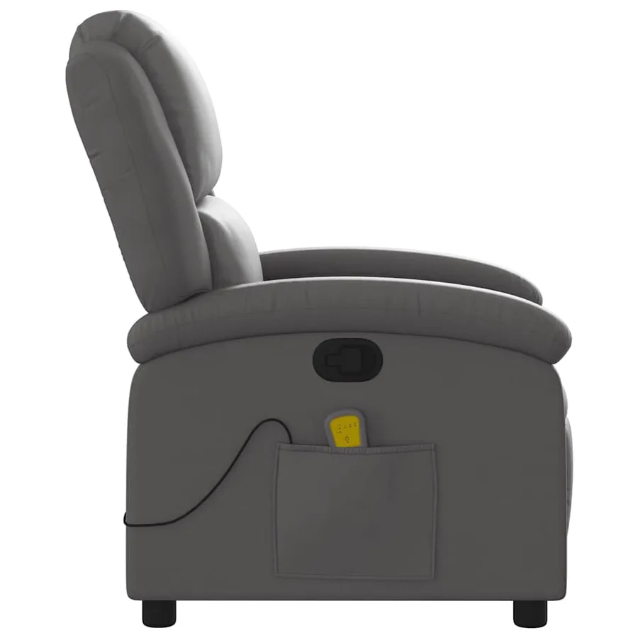 Fauteuil de massage inclinable gris cuir véritable - 9