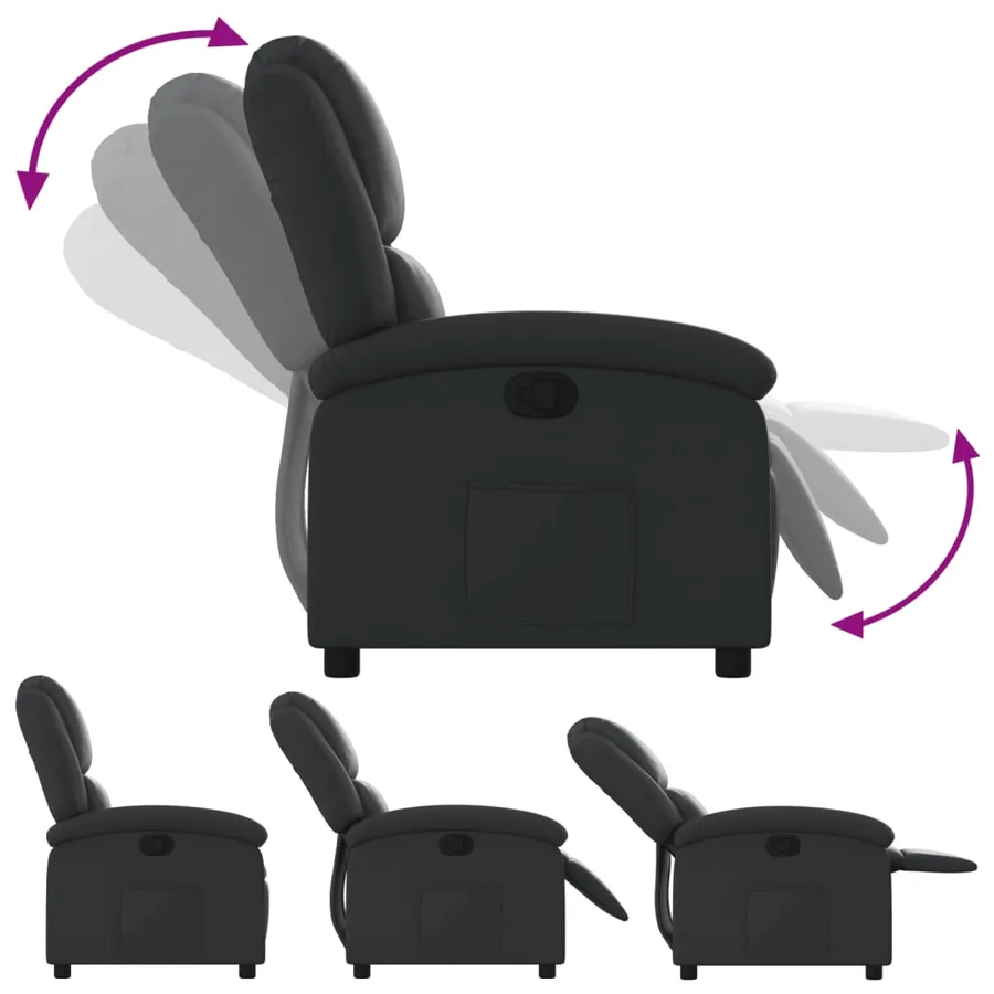 Fauteuil inclinable noir cuir véritable - 4