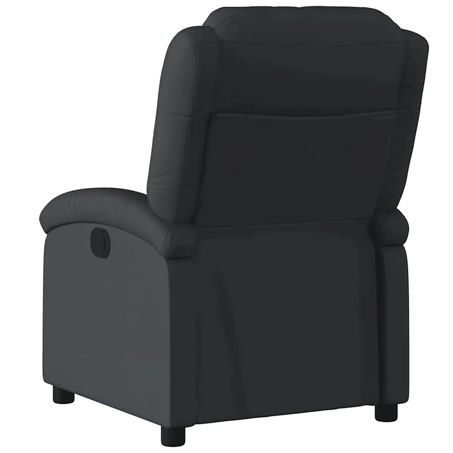Fauteuil inclinable en cuir véritable noir - 4