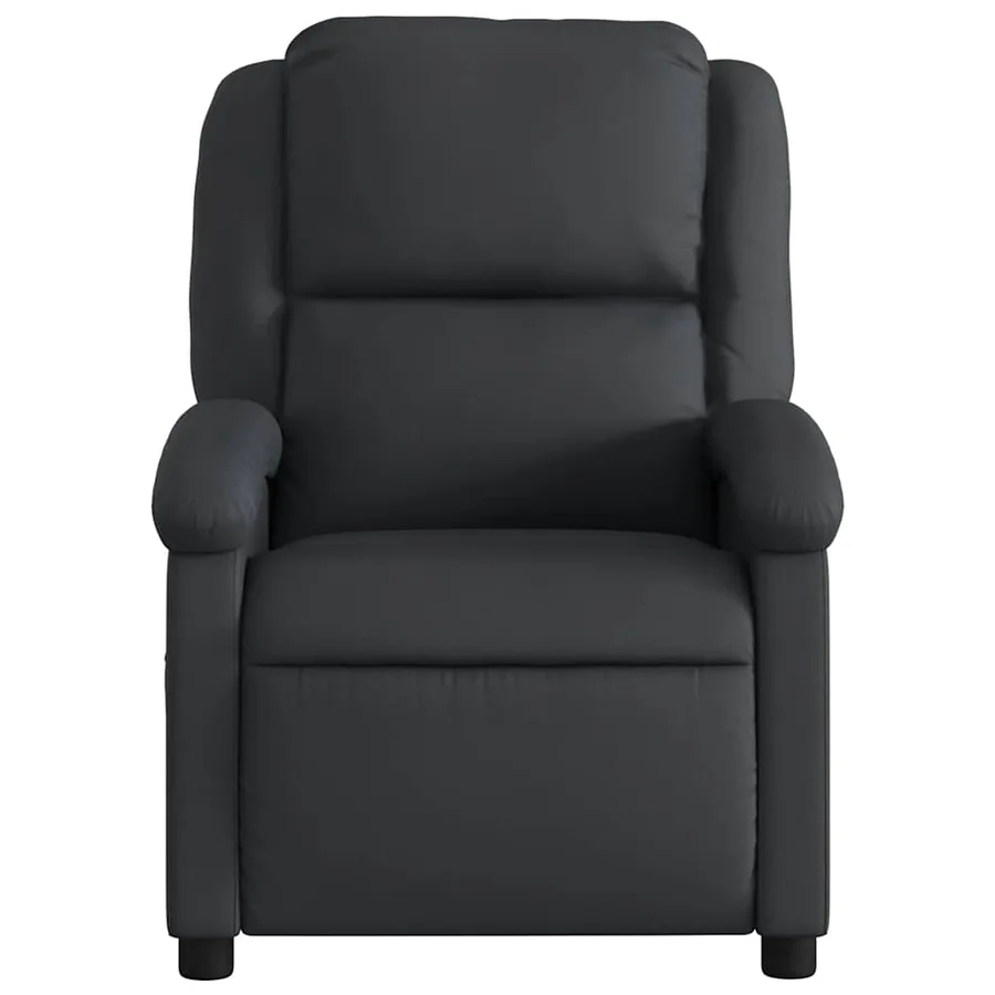 Fauteuil inclinable en cuir véritable noir - 7