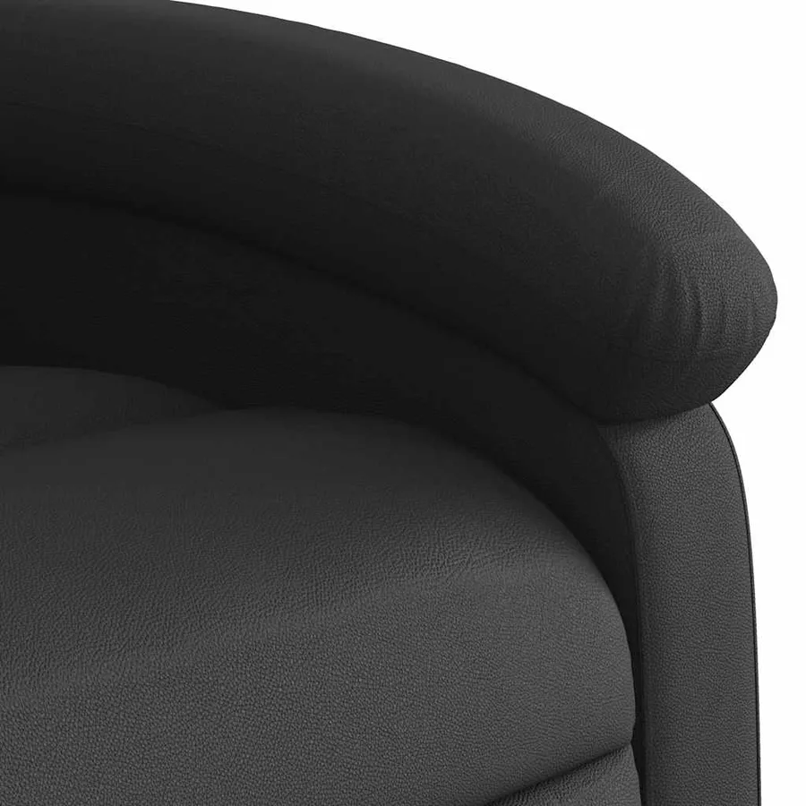 Fauteuil inclinable en cuir véritable noir - 9