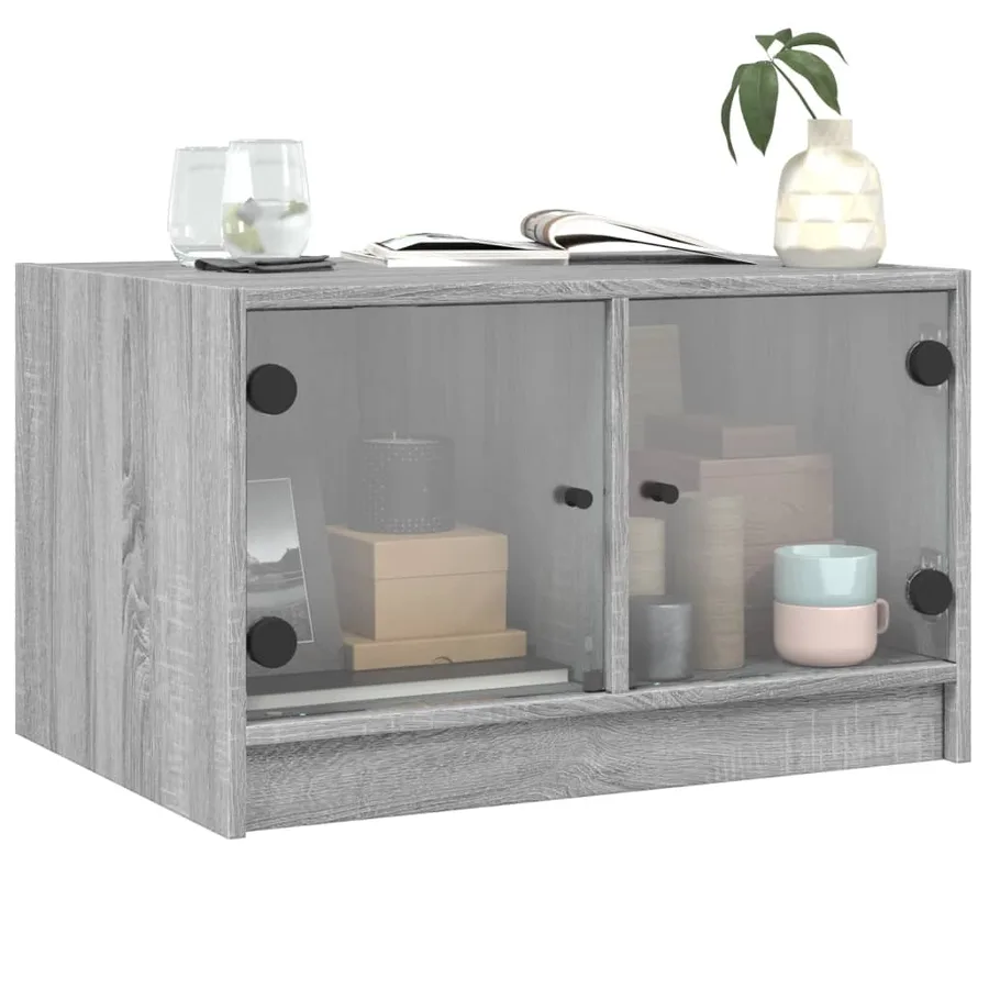 Table basse avec portes en verre sonoma gris 68x50x42 cm - 4