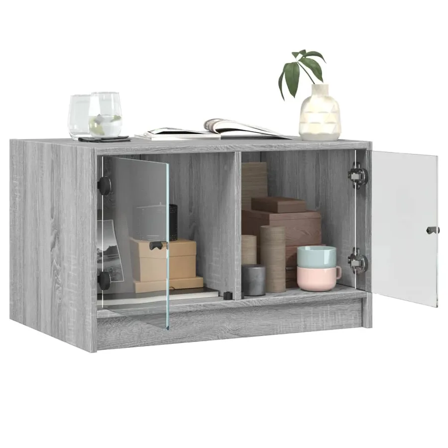 Table basse avec portes en verre sonoma gris 68x50x42 cm - 5