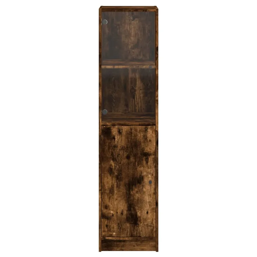 Buffet avec porte en verre chêne fumé 35x37x142 cm - 6