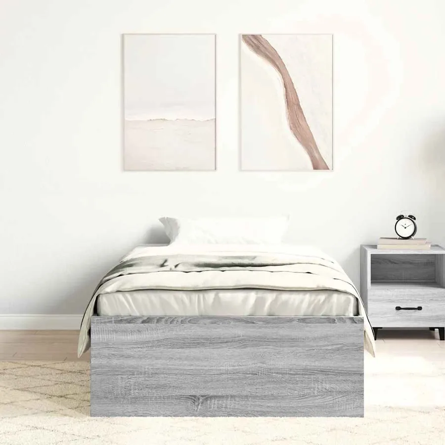 Cadre de lit sans matelas sonoma gris 75x190 cm - 4