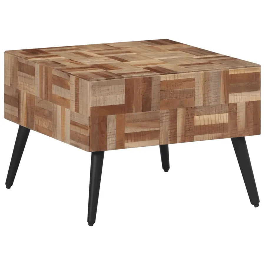 Table basse gris 55x55x40 cm teck de récupération massif - 2