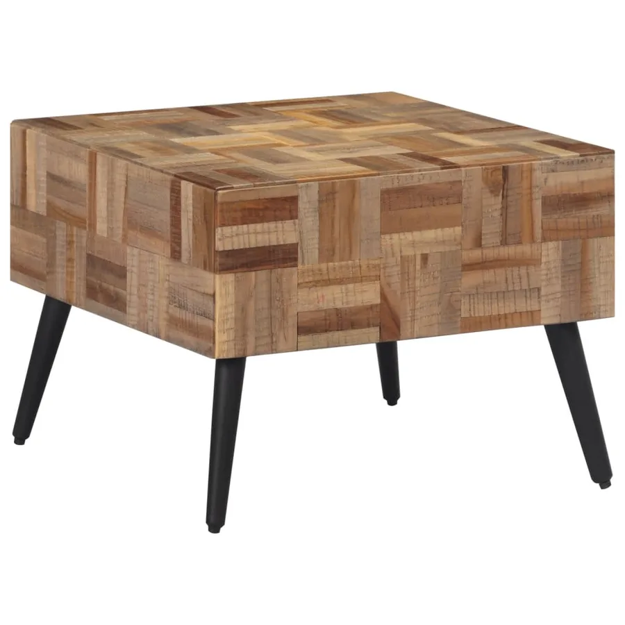 Table basse gris 55x55x40 cm teck de récupération massif - 3