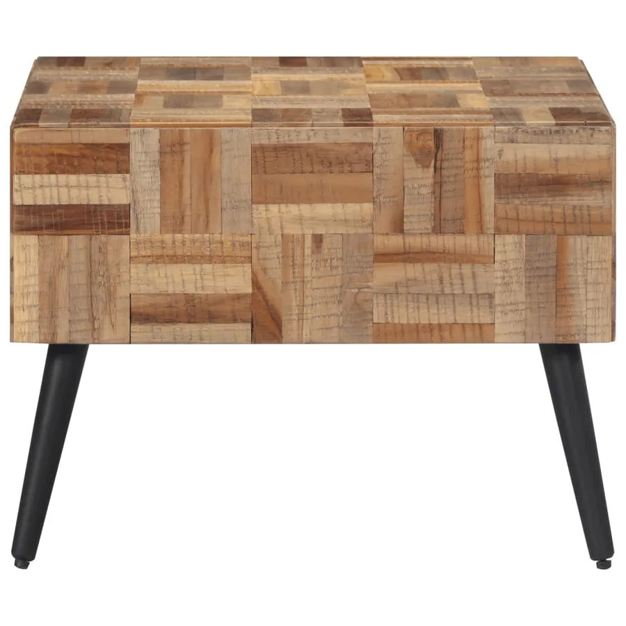 Table basse gris 55x55x40 cm teck de récupération massif - 4