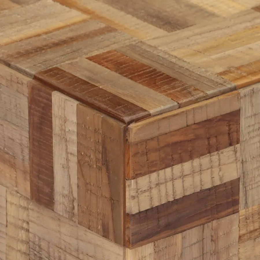 Table basse gris 55x55x40 cm teck de récupération massif - 5