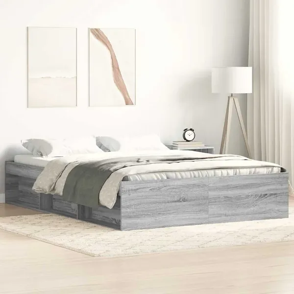 Cadre de lit sans matelas sonoma gris 150x200 cm