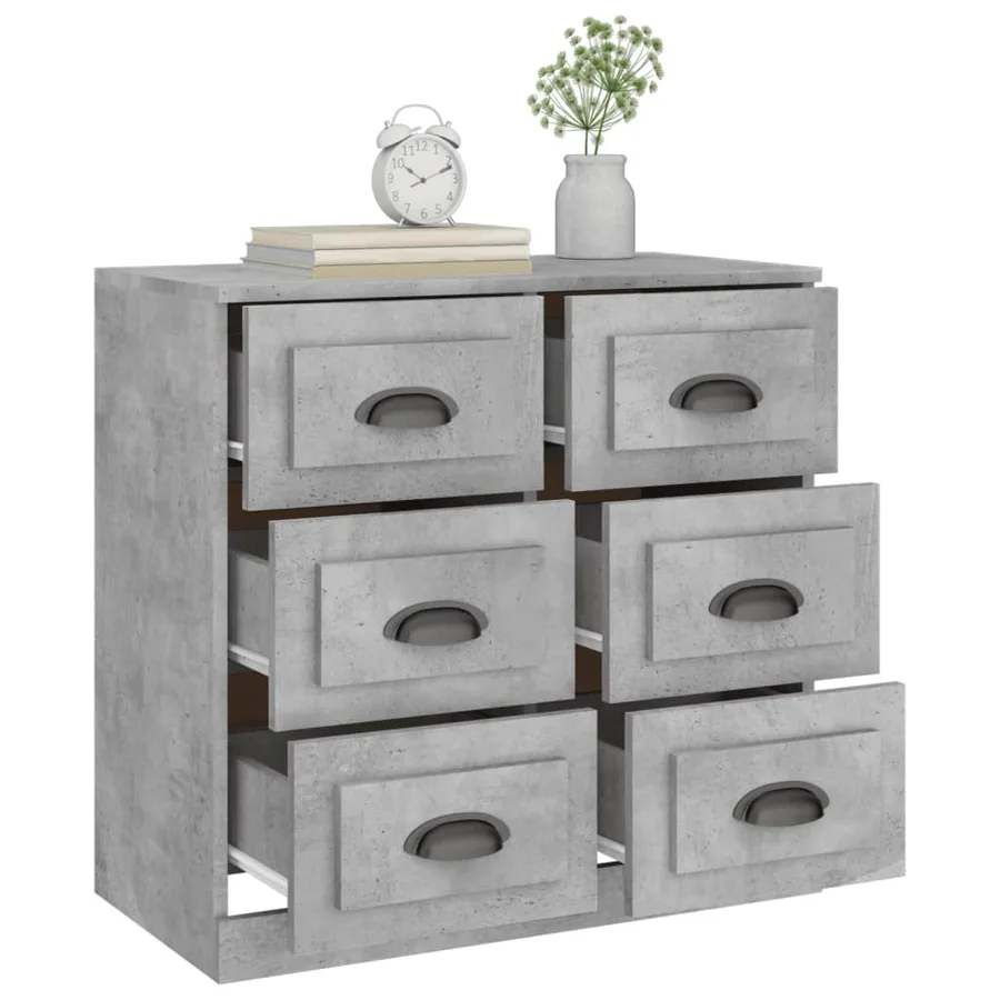 Buffet gris béton 70x35,5x67,5 cm bois d'ingénierie - 5