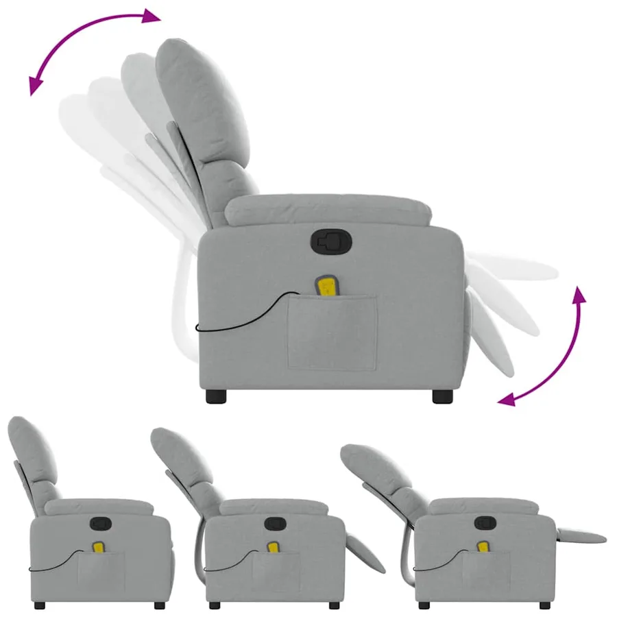 Fauteuil de massage inclinable Gris clair Tissu - 8