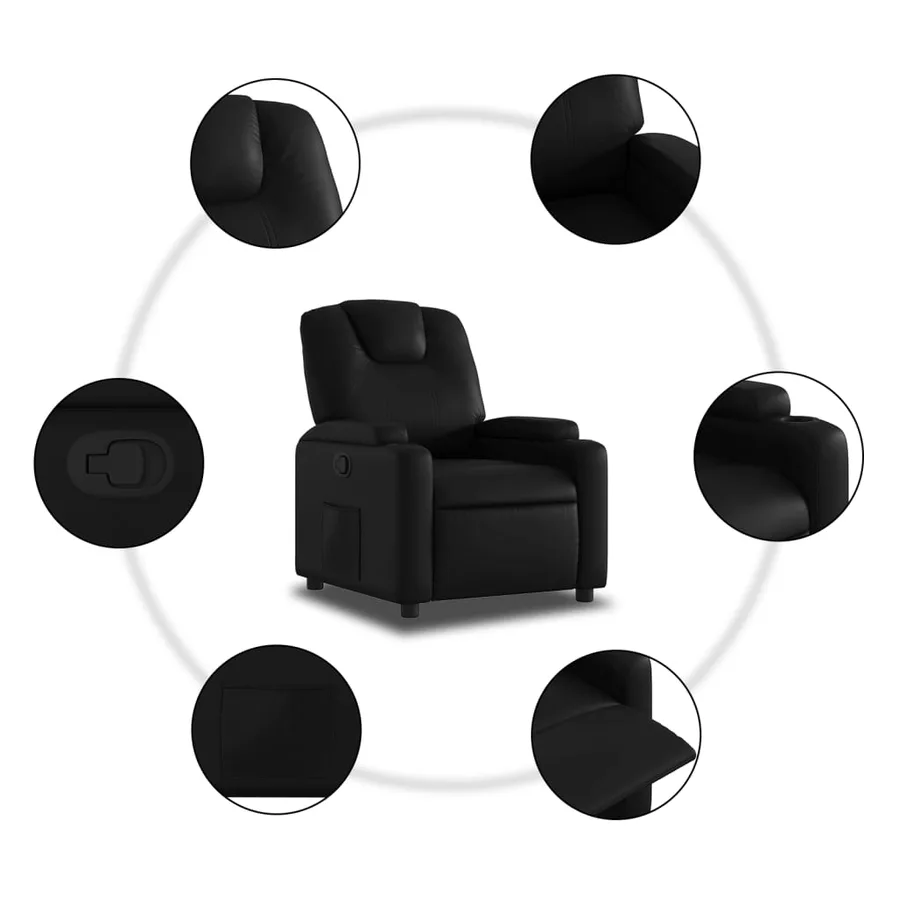 Fauteuil inclinable noir similicuir - 5