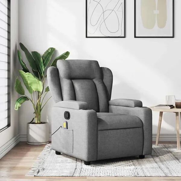 Fauteuil de massage inclinable gris foncé tissu