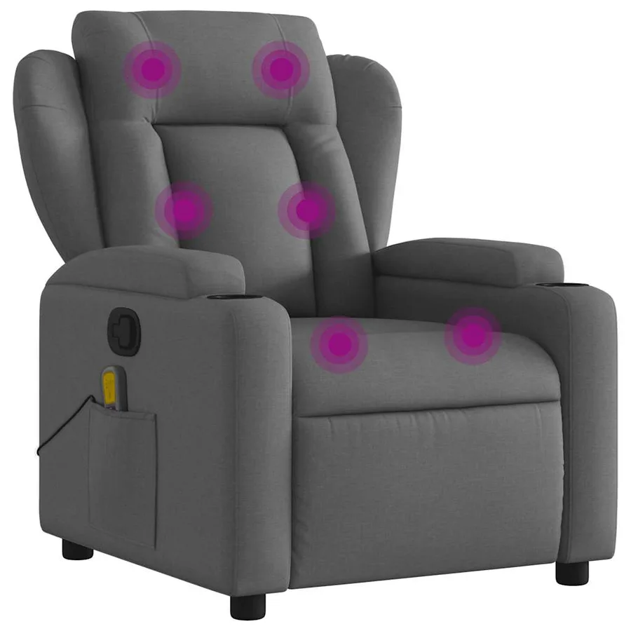 Fauteuil de massage inclinable gris foncé tissu - 2